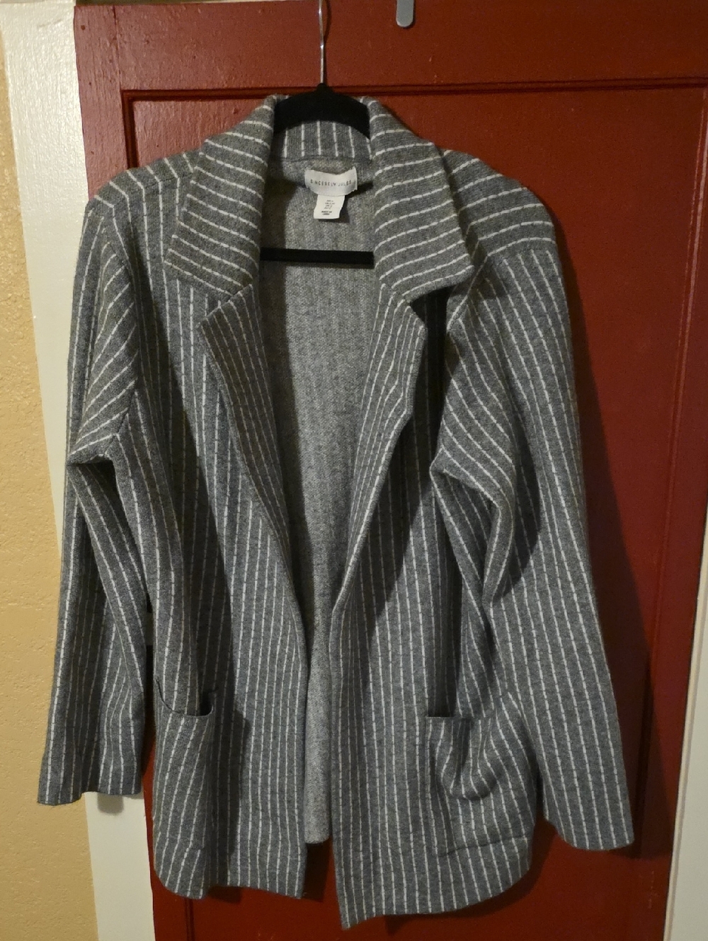 Sincerely Jules Gray and White Striped Knit Cardigan